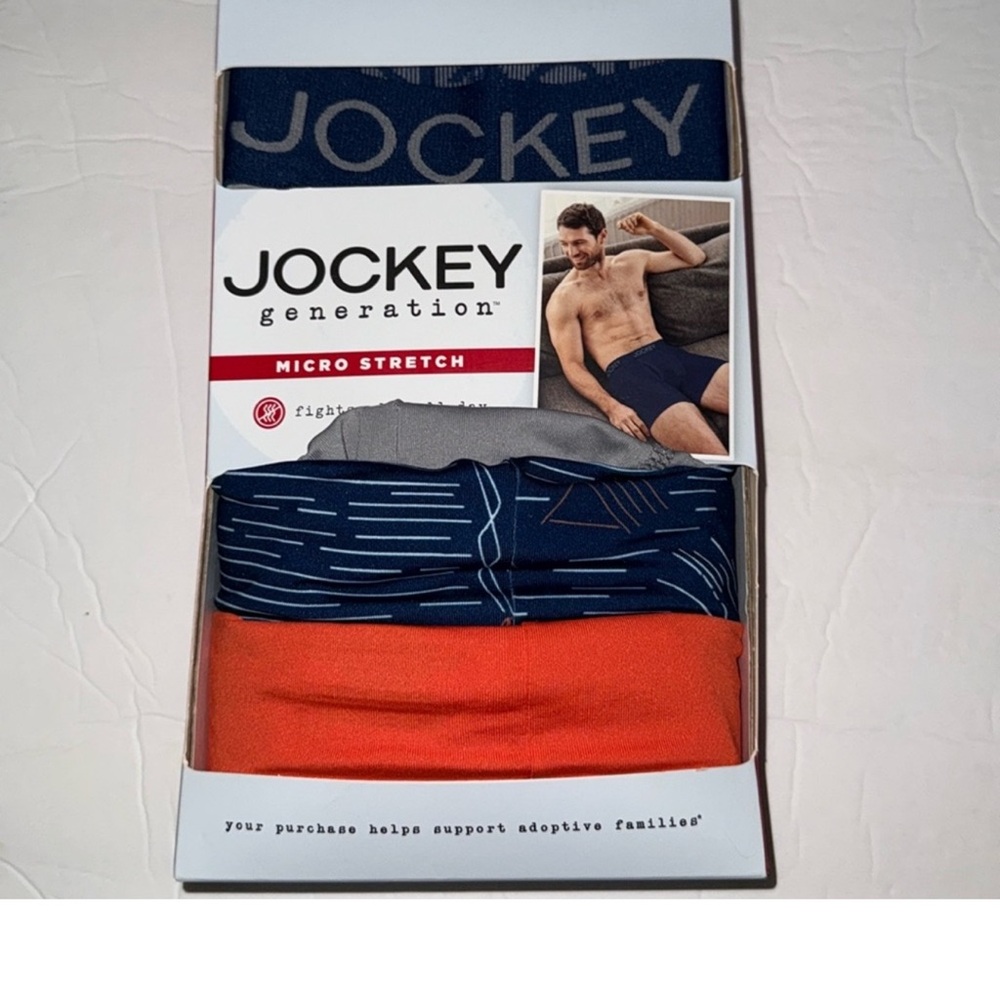 Jockey Generation 3 Pack Microfiber Stretch Boxer Briefs Orange Gray Blue M